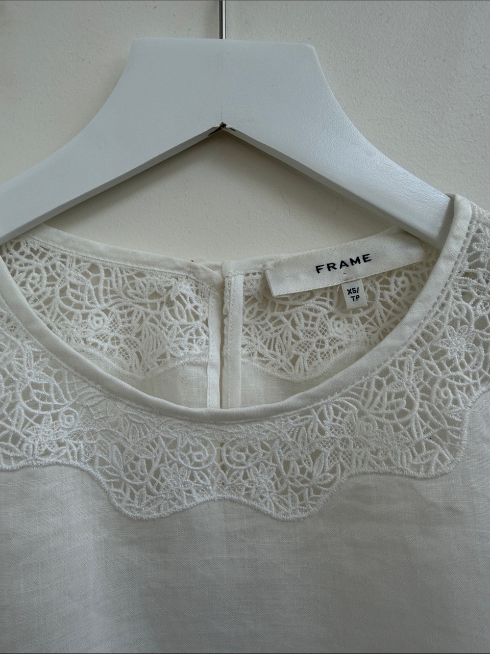 Frame Denim White Linen lace Crochet-Trim Blouse XS/TP women’s - Picture 2 of 6